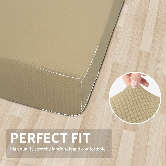 Easy-Going Stretch Cushion Cover Sofa Cushion Furniture Protector Sofa Seat Sofa slipcover Sofa Cover Soft Flexibility with Elastic Bottom(Chair Cushion,Beige) - Image 4