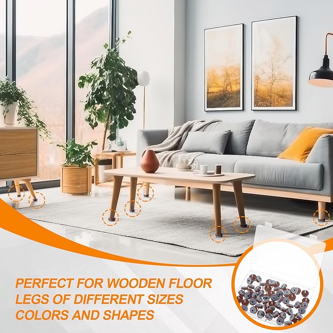 60 Pcs Brown Screw on Furniture Felt Pads Kit, 0.8 Inch Non Slip Furniture Pads, Nail in Hardwood Floor Protector for Wooden Leg Feet of Chair Table Sofa, Cutting Boards - Image 6