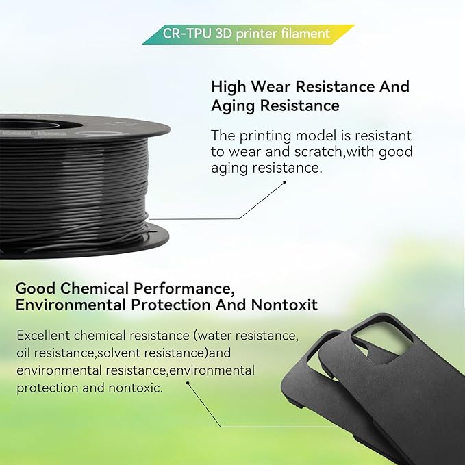 2025 Official Creality TPU Filament 1.75mm Black, Flexible 95A TPU 3D Printer Filament, High Hardness& Resilience, Soft Adhesive, Elastic, 1kg Spool (2.2lbs), Accuracy +/- 0.02 mm for Most 3D Printer - Image 3