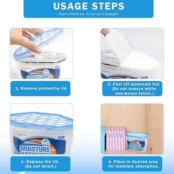 12-Pack Moisture Absorber, 9.8 oz (277g), Traps Moisture & Humidity, Portable Dehumidifier for Closets, Bathrooms, Toilets, Study Rooms, RVs, Basements - Image 6