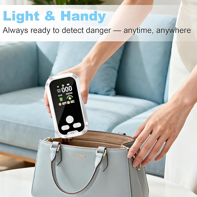 6-in-1 Carbon Monoxide Detector Combo with LCD Display, Detects CO, Natural Gas, Smoke, Temperature, Humidity for Home Hotel, Camping RV, Apartment Safety, White - Image 8