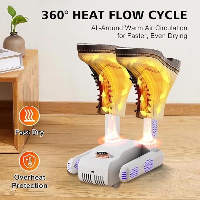 Boot Dryer Shoe Dryer, Glove Dryer with Heat Blower, Quick Drying Warmer for Work Boots, Sneakers, Hats, Helmets - Image 4