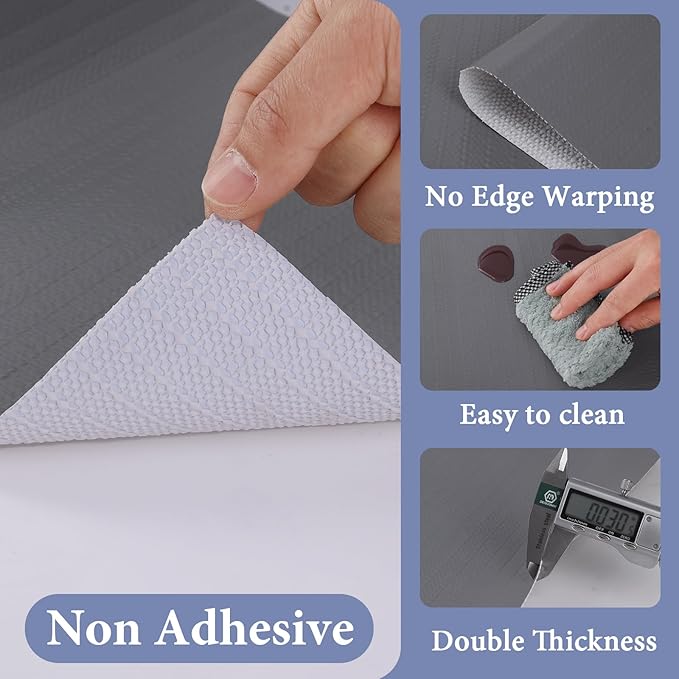Drawer and Shelf Liner for Kitchen Cabinet: 23in X 90 Ft Non Slip Waterproof Shelf Paper Non Adhesive Refrigerator Liners Gray Easy Liners for Bathroom Cupboard with Knife Tape Measure - Image 3