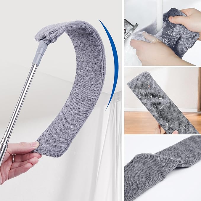 4 Pcs Dusters for Cleaning, 2 in 1 Microfiber Dusters and Retractable Gap Dust Cleaner with 1 Microfiber Dusting Cloths Long Handle 30-100 Inches Extension Pole for Ceiling Fan Cleaning Supplies - Image 7