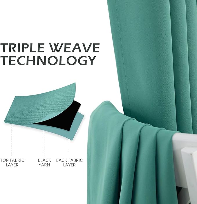 MYSKY HOME Teal Blackout Curtains 80 Inch Long for Living Room Bedroom Door Blue Closet Drapes Grommet Window Curtains Privacy Protect Room Darkening Single Panel Curtains, 52 x 80 Inch - Image 7