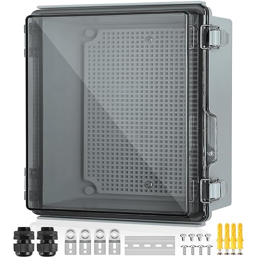 Waterproof Electrical Junction Box, IP67 Plastic Weatherproof Outdoor WiFi Enclosure with Mounting Plate, Wall Brackets, for WiFi Electronics Project, Clear (5.9"x5.9"x3.5") by TOTUFY