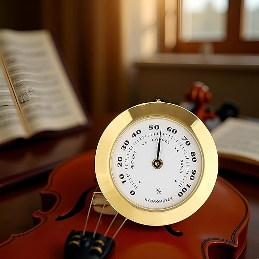 Gold Upgraded Hygrometer Humidity Meter Mini 38mm Round Glass Analog Hygrometer Suitable for Humidors Guitar Violin Thermometer for with Probe - Image 6