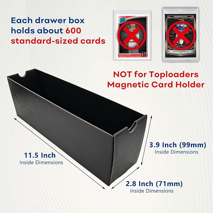 Trading Card Storage Box with 100 Dividers, Cardboard Collectors Cards Organizer Box for MTG Baseball Sports Collection (Black- 24 drawer) - Image 4