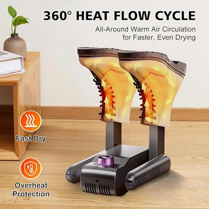 Boot Dryer Shoe Dryer, Glove Dryer with Heat Blower, Quick Drying Warmer for Work Boots, Sneakers, Hats, Helmets - Image 4
