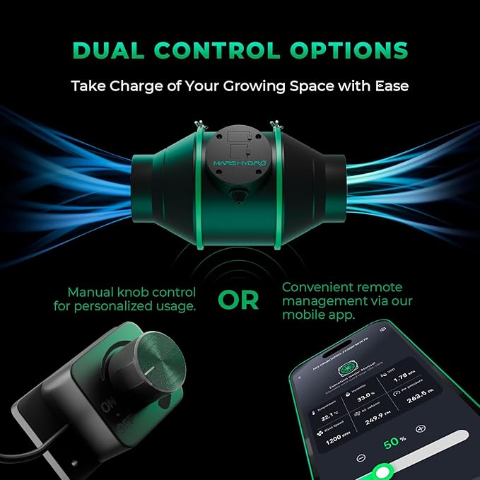 Mars Hdyro iFresh 4 Inch Smart Inline Duct Fan with Variable Speed Controller, 205 CFM App Control Ventilation Exhaust Fan for Grow Tents, Hydroponics - Image 3