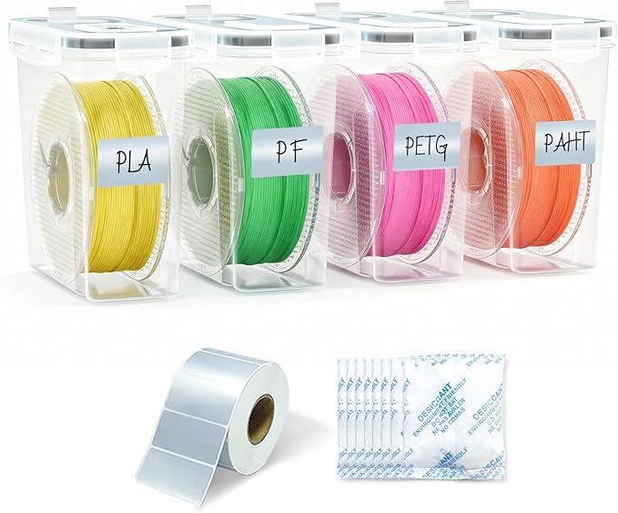 Filament Storage Box, 4 Pack Filament containers. This 3D Printer Filament Storage Box Features a Secure Sealing System That Keeps Them Waterproof and dust-Proof, Keeping Them Organized (4.0 L). by meturebear
