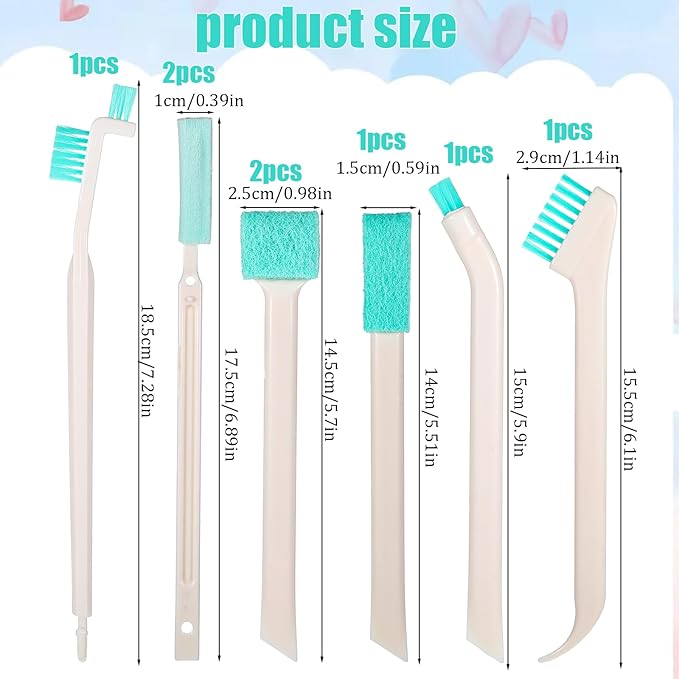 8 Pcs Small Cleaning Brushes for Tight Spaces, Multi-Purpose Tiny Cleaning Brush Crevice Tiny Cleanings Brush Set for Door Window Track Faucet Tight Spaces - Image 2