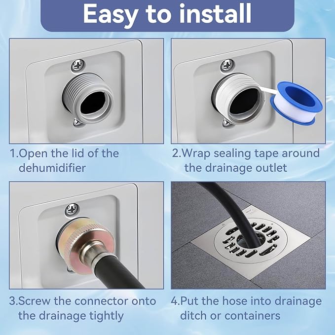 5 Feet Dehumidifier Drain Hose, 3/4 Inch FHT Connection, Brass Interface to Prevent Water Leakage, Hose Replacement Suitable for the Majority of Dehumidifiers - Image 4