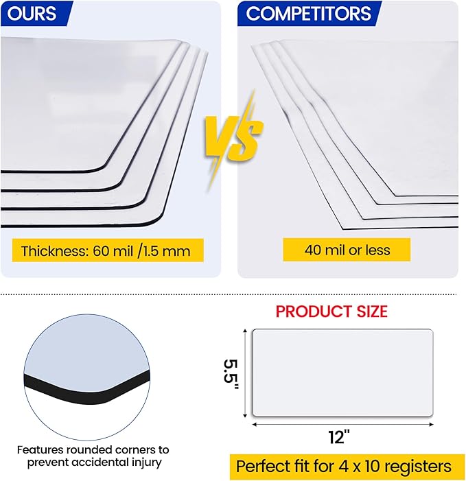 Magnetic Vent Covers, Extra Strong Magnets, 5.5" x 12" (4 Pack) Ultra Thick 60mil, Complete Seal, Air Vent Covers for Home Floor, Ceiling, Wall Registers, HVAC, AC, RV, and Heater Vents - Image 4