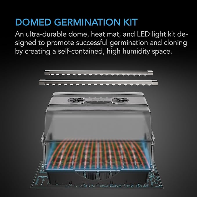AC Infinity Heavy-Duty Humidity Dome 5x8 Germination Kit, Full Spectrum LED Grow Light Bars w/Samsung LM301H EVO LEDs, Heat Mat, 3 mm Thickest Dome, Trays, Vented Panels, for Seed Starting - Image 2