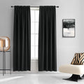 DONREN 99% Blackout Curtain Panels - Light Reducing Thermal Insulated Solid Blackout Curtains/Panels/Drapes for Living Room (Set of 2, 60 inches by 84 Inch, Black) by DONREN