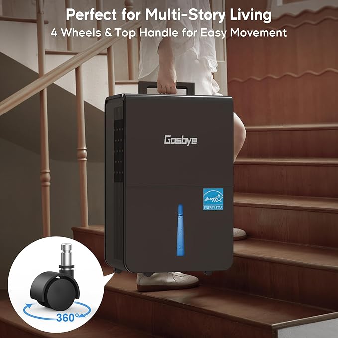 4500 Sq.Ft. 2025 Energy Star Dehumidifier for Basement & Large Rooms with Drain Hose, Max 115 Pints/Day | 45dB Quiet Compressor | 1.7 Gal Water Tank | Auto Shut-Off & Restart, Black - Image 7