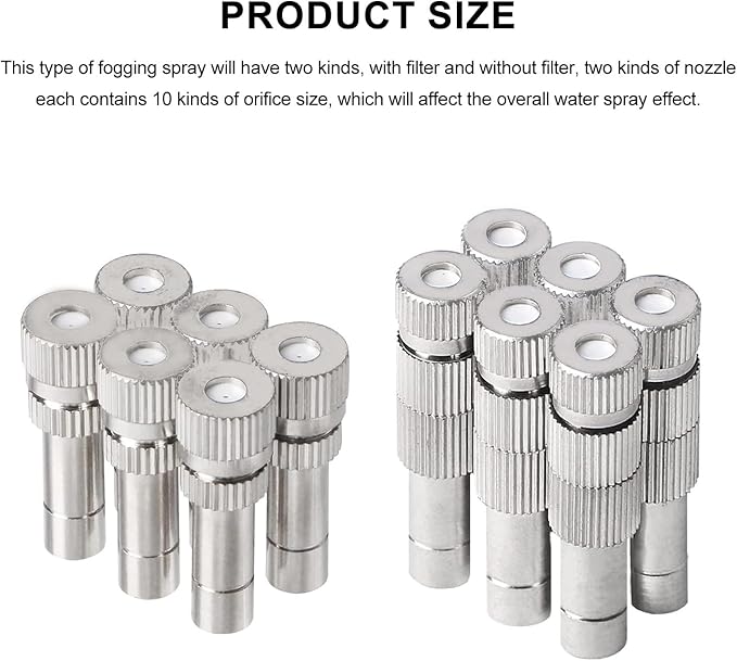 20pcs Brass Mister Nozzles, 6mm Misting Nozzles for Outdoor Cooling System, Landscaping, Air Humidification, Greenhouse Irrigation (with Filter, 0.008"/0.2mm Orifice) - Image 3