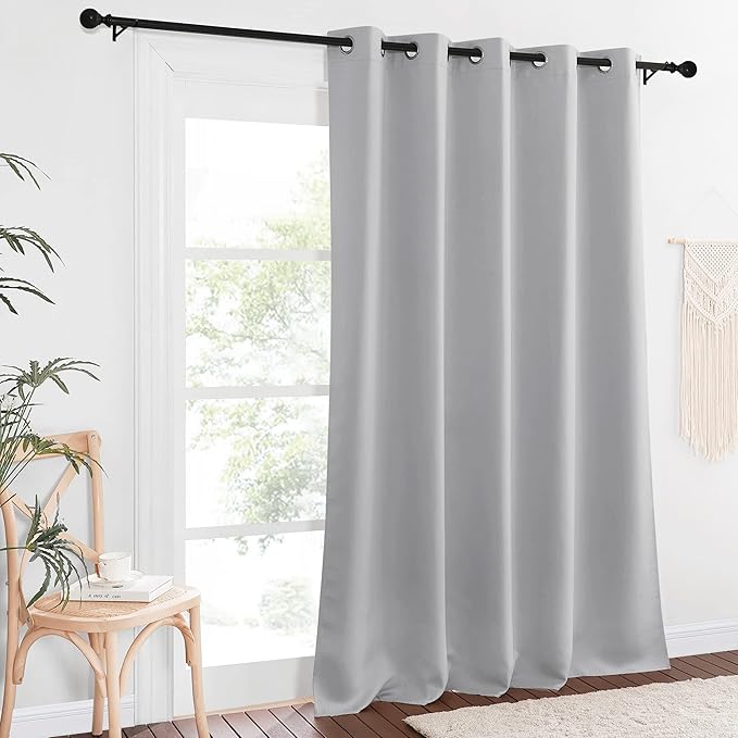 NICETOWN Sliding Door Window Treatment Blackout Patio Door Curtain Panels, Privacy Thermal Drapes for Bedroom Living Room Department with Grommet Top (Silver Grey, W66 x L110) - Image 8