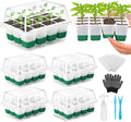 Reusable Seed Starter Tray, 4 Pack Silicone Seed Starter Kit for Starting Plant Seeds with Humidity Adjustable Dome and Lid, Indoor Seed Starting Supplies with Water Spray Bottle for Plants, BPA-Free by Mckanti