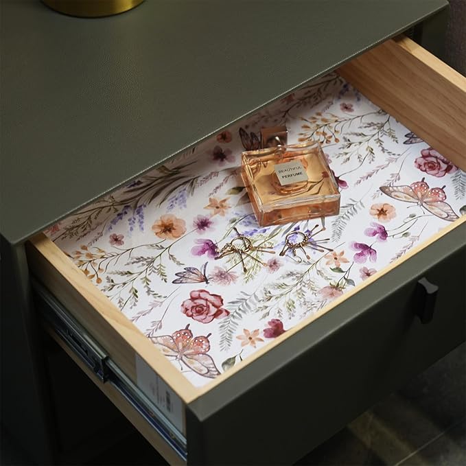 Floral Shelf and Drawer Liner for Kitchen Cabinets,16IN x 10FT Non-Adhesive and Strong Non-Slip Cabinet Drawer Liners for Kitchen Shelf, Waterproof Cupboard Liners,Easy to Clean - Image 5