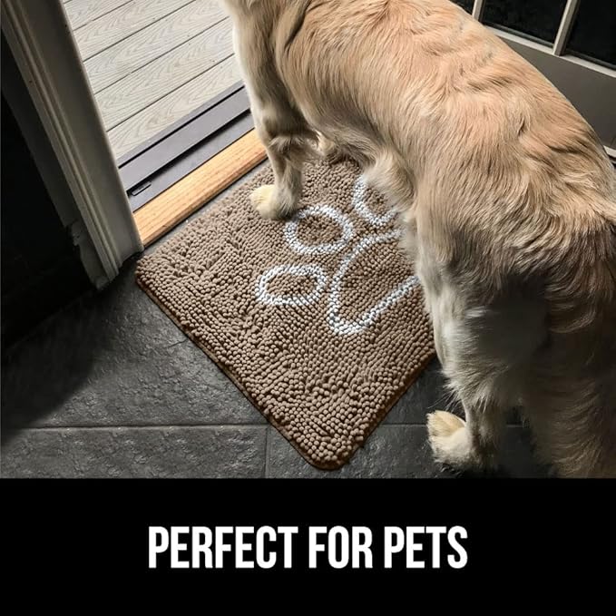 GORILLA GRIP SOAKSTOPPER Dog Door Mat, 35x24 Machine Washable Rug Absorbent Doormat Captures Moisture Mud Dirt, Quick Dry Soft Chenille Entryway Rugs Indoor Entrance Mats for Dog Paws, Paw Beige Ivory - Image 6