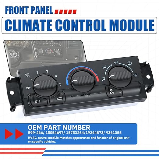 Front Climate Control Module Panel for GMC Sierra Chevy Silverado 1999-2002 599-266/15054697/ 15753264/19244873/ 9361355 Heater A/C Control Switch Air Conditioning Climate Control Module - Image 3