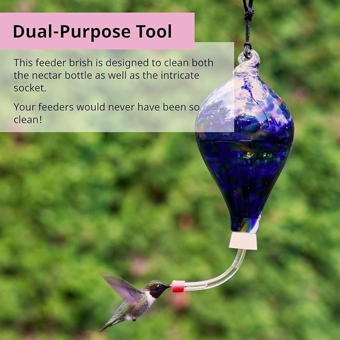 Hummingbird Feeder Cleaning Brush, 14" x 1.7" Dual-Purpose Headed Hummingbird Cleaning Brush, Diswasher Safe Bristle, Removes Residue on Nectar Bottle, Nozzle, Narrow Feeding Socket by FryOilSaver Co. - Image 5