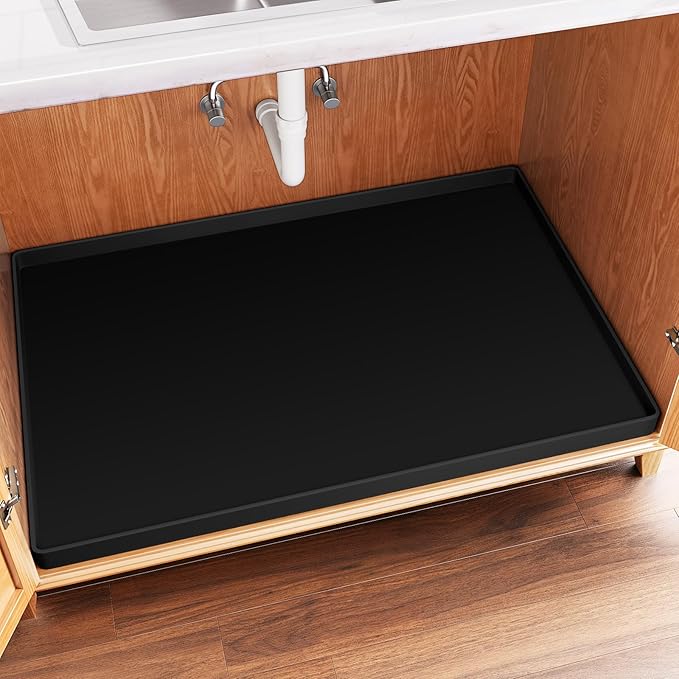 FLATO Waterproof Under Sink Mat 40" x 19" Shelf Liner for Kitchen and Bathroom, Cabinet Protector, Organizers and Storage, Flexible Silicone Drip Tray by Unknown