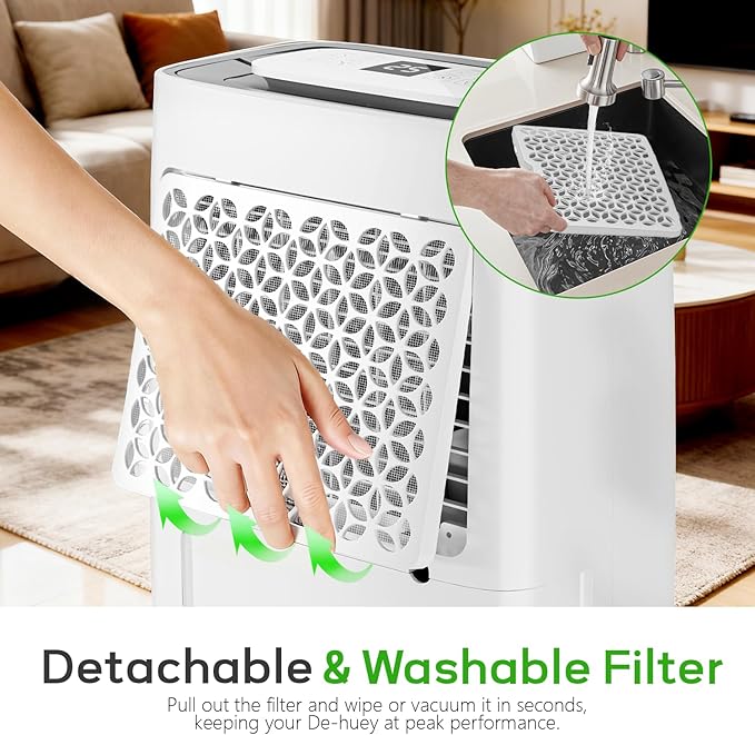 5500 Sq.Ft Dehumidifier for Basement with Drain Hose, Max 80 Pints/D (Standard 50Pint/D), Most Efficient Energy Saving 2026 Dehumidifier Features Air Purifier Combo, Ideal for Large Room, Home, Garage - Image 7