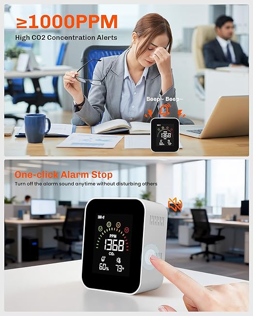 Air Quality Monitor Indoor for CO2, Temp, Humidity, YOWEXA 400-10,000 PPM Carbon Dioxide Detector with NDIR CO2 Sensor & Color Screen, 3 Adjustable Backlight CO2 Monitor for Home/Office/Car/Plant - Image 7