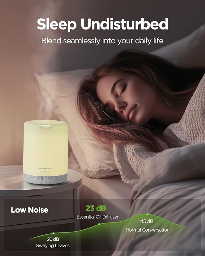 InnoGear 300ML Essential Oil Diffuser, Premium 5-in-1 Ultrasonic Aromatherapy Diffusers Scent Humidifier Aroma Diffuser Vaporizer Auto-Off Timer for Room Office Home, White, Medium - Image 7