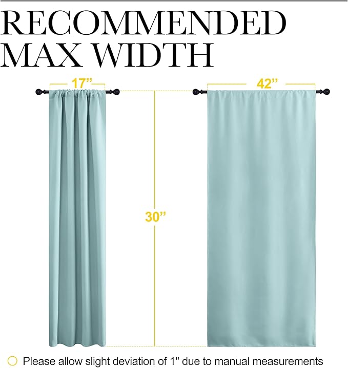 NICETOWN 2 Panels Blackout Curtains, Rod Pocket Thermal Insulated Drapes for Kitchen, Heavy Duty Small Window Treatment for Dorm Room, Studio Apartment, Basement (Aqua Green, W42 x L30) - Image 5