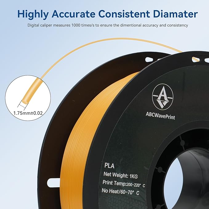 PLA 3D Printer Filament, Dimensional Accuracy +/- 0.02 mm, 1 kg Spool(2.2lbs), 1.75 mm，Orange - Image 4