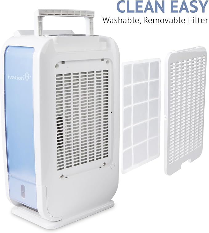 Ivation 13-Pint Small-Area Desiccant Dehumidifier Compact and Quiet - With Continuous Drain Hose for Smaller Spaces, Bathroom, Attic, Crawlspace and Closets - For Spaces Up To 270 Sq Ft, White - Image 6