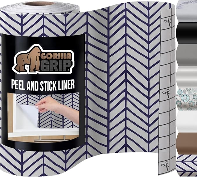 GORILLA GRIP Peel and Stick Paper, Removable Cover for Books, Shelves, Countertops, Drawers, Cabinets and Crafts, Easy Install Kitchen Decor, Shelf, Drawer, Cabinet Liners, 17.5 in x 20 FT Blue White by GorillaGrip