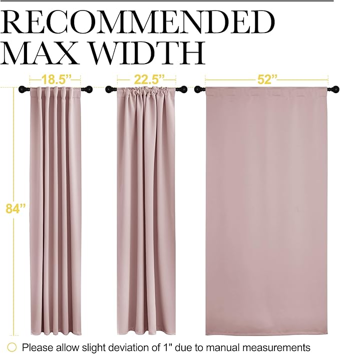 NICETOWN Light Reducing Curtain Panels Window Draperies - (Blush Pink Color) 52x84 inch, 2 Pieces, Insulating Room Darkening Drapes for Bedroom - Image 7