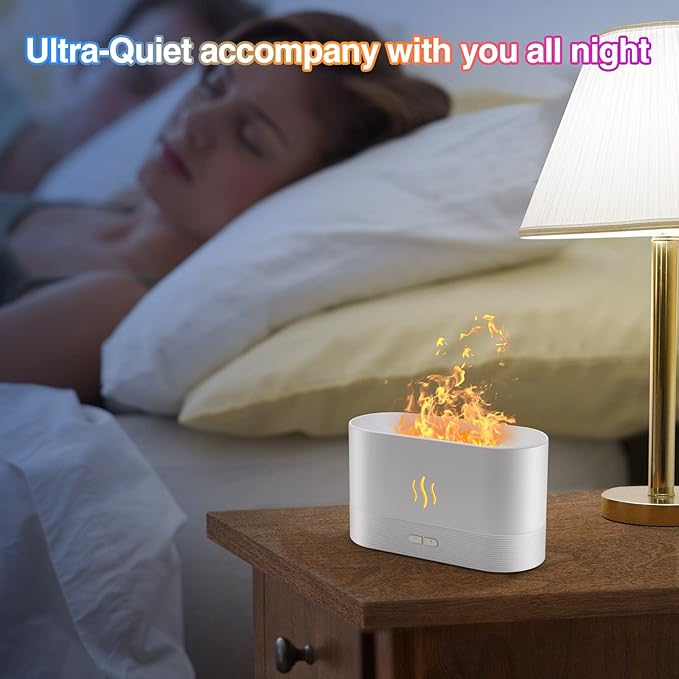 Colorful Flame Air Aroma Diffuser Humidifier, Upgraded 7 Flame Color Noiseless Essential Oil Diffuser for Home,Office,Yoga with Auto-Off Protection 180ml (8Hours White) - Image 6