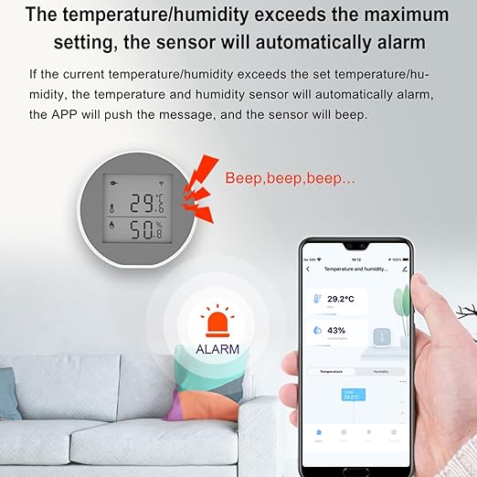 Wengart WiFi Temperature Humidity Sensor WSD400H,2.4GHz Tuya App,Indoor LCD Thermometer Hygrometer,Compatible with Alexa,Google Assistant - Image 7