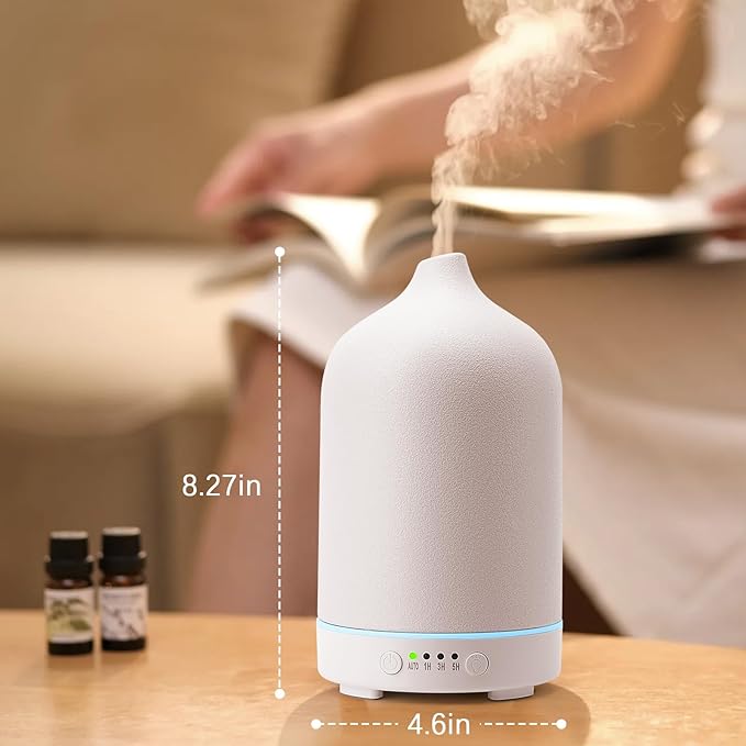 Diffuserlove Ceramic Diffuser 250ML Essential Oil Diffusers Aromatherapy Essential Oil Diffuser for Room Air Diffuser for Home Bedroom Stone Diffuser (White Big Size 250ml) - Image 5