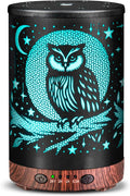 Essential Oil Diffuser 120ML Metal Aromatherapy Diffuser with Timer, Cool Mist Humidifier with Auto Shut-Off & 7 Color Lights for Home Office Spa (Owl) by JOYOLO