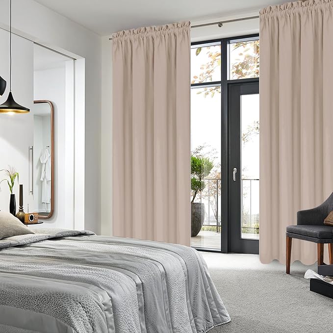 DWCN Blackout Curtains for Living Room Thermal Insulated, Energy Saving & Noise Reducing Bedroom Curtains, Camel, W 42x L 84 Inch, Set of 2 Rod Pocket Curtain Panels - Image 2