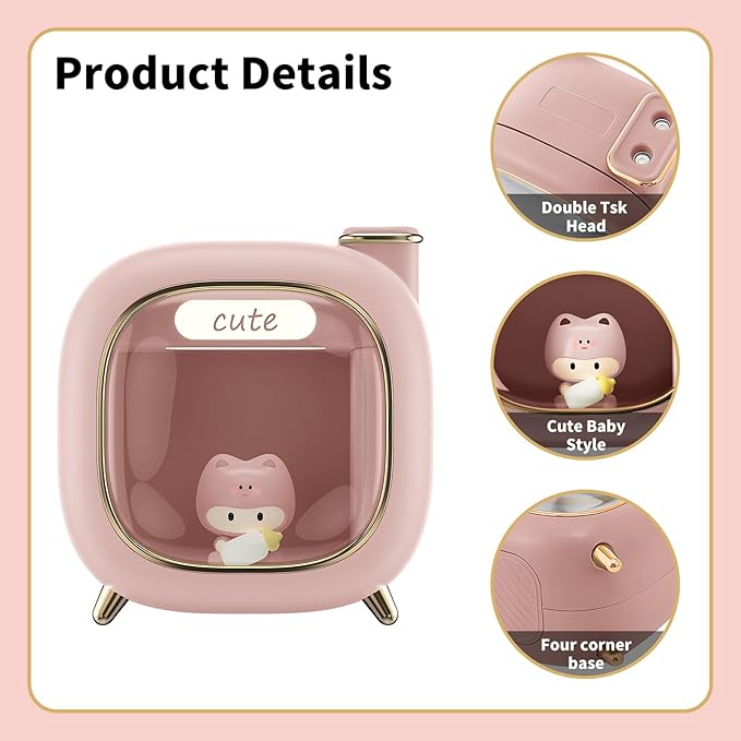 Cute Pet Humidifier, 13.5oz Creative TV Humidifier, USB Plug in Use, Desktop Silent Spray, High Appearance Level Gifts (Pink) - Image 4
