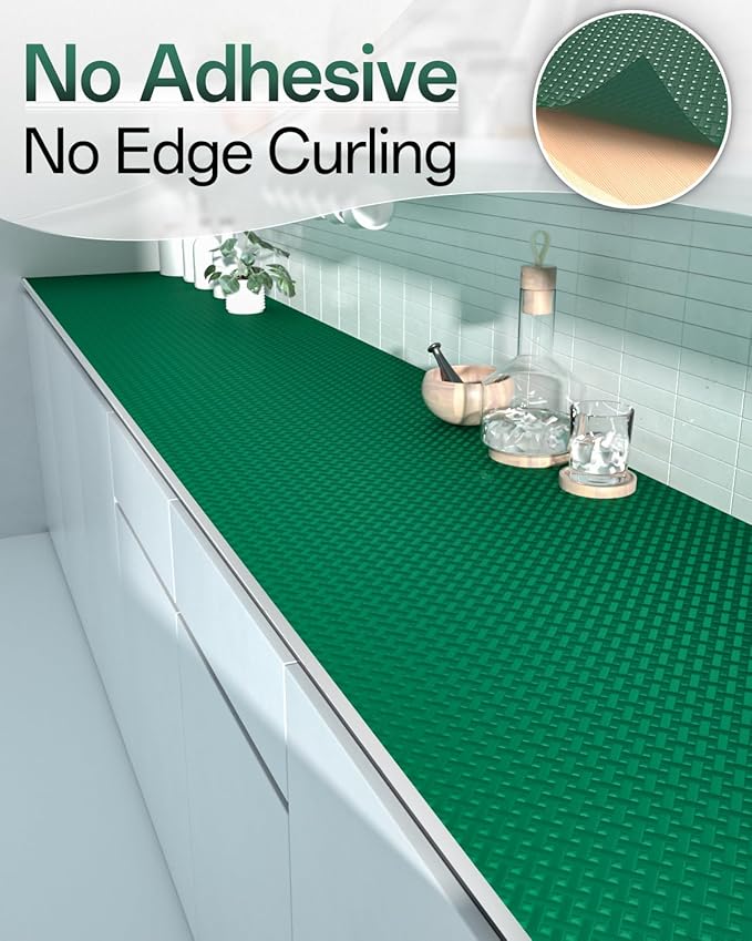 Shelf and Drawer Liner for Kitchen Cabinet, Non-Adhesive 24in x 240in Waterproof Contact Paper Refrigerator Liners Thickened Durable EVA Material Non Slip Mat for Dresser Cupboard Pantry Protector - Image 4