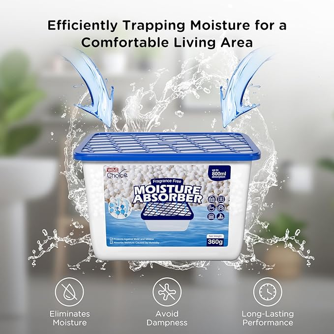 W&E Choice Moisture Absorbers, Fragrance-Free Dehumidifier Boxes for Home, Bathroom, Closet, RV & Car, 3 Pack 12.7 OZ - Image 2