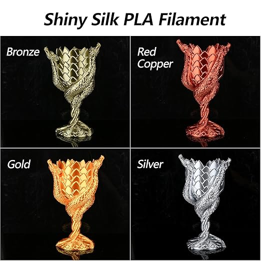 AMOLEN PLA 3D Printer Filament PLA Filament 1.75mm Silk Filament Bundle,Gold, Silver,Bronze, Red Copper,3D Printing Filament Bundle, 200gX 4 Spools - Image 2