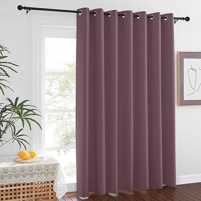 NICETOWN Room Separating Divider, Dry Rose Room Divider Curtain Screen Partition, Function Thermal Blackout Patio Door Curtain, Sliding Door Insulated Curtain for Patio, 8.3ft Wide x 10ft Long - Image 7