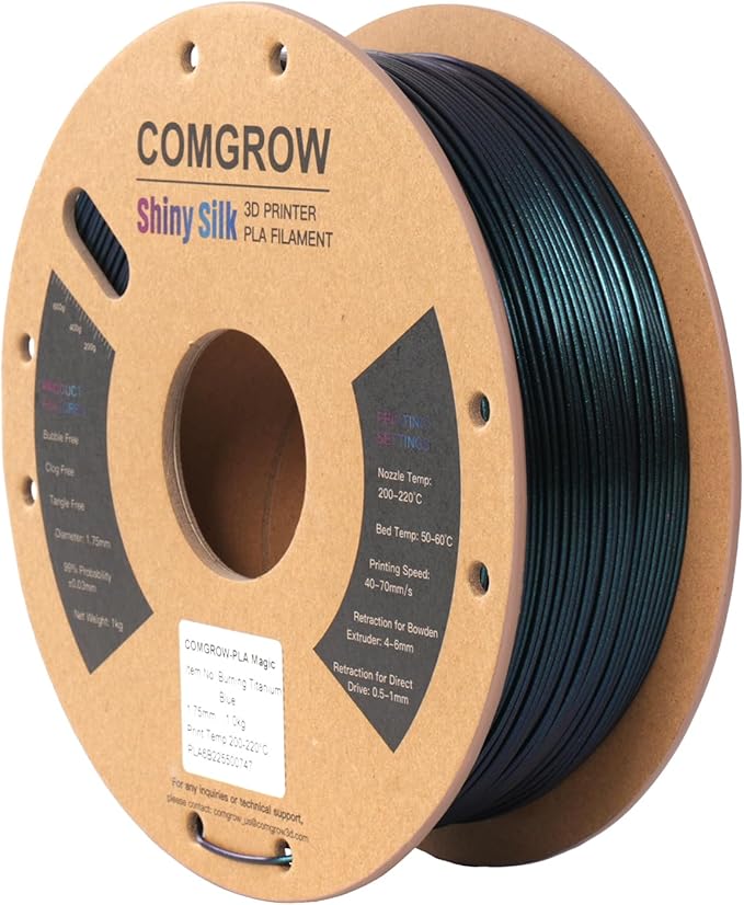 Comgrow 3D Printer Filament, Silk PLA Filament 1.75mm Burnt Titanium 1KG (2.2LBS), Dimensional Accuracy +/- 0.02 mm, Color Changeable 3D Printing Filament Changing Colors with Light - Image 2
