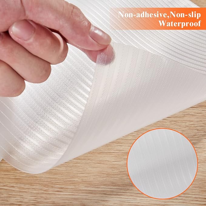 17.5 Inches x 20 Ft Refrigerator Liners Shelf Liner, Fridge Liners Non Slip Washable, Drawer Liners Non Adhesive Waterproof, Durable Fridge Mats for Glass Shelves, Cupboard, Pantry, Clear - Image 3