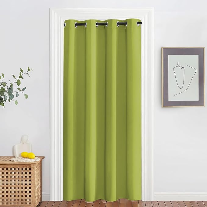 NICETOWN Blackout Doorway Curtain Drape 78 inch Long - Grommet Noise Reducing Thermal Insulated Solid Modern Window Treatments for Bedroom Closet (1 Panel, 52 x 78 Inch, Fresh Green) by NICETOWN
